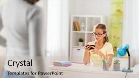  Presentation with school technology - Slide deck having distraction - education technology and school concept background and a soft green colored foreground