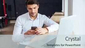  Presentation with concentrated solar power - PPT layouts having distraction - handsome young concentrated attractive man background and a sky blue colored foreground