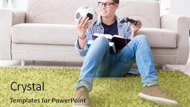  Presentation with balance - Presentation design consisting of distraction - young student trying to balance background and a yellow colored foreground