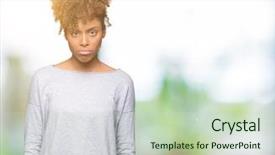  Presentation with woman crying - Cool new PPT theme with distressed - beautiful young african american woman backdrop and a soft green colored foreground