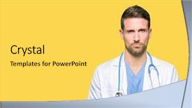  Presentation with medical - Cool new slide set with distressed - handsome doctor man wearing medical backdrop and a yellow colored foreground