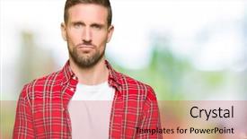  Presentation with handsome - Beautiful slide deck featuring distressed - handsome man wearing casual shirt backdrop and a  colored foreground