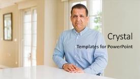  Presentation with home - Slide set consisting of distressed - middle age man sitting background and a soft green colored foreground