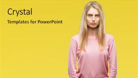  Presentation with woman crying - PPT layouts enhanced with distressed - young beautiful blonde woman wearing background and a  colored foreground