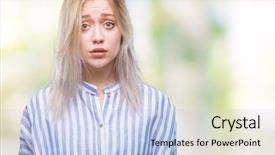  Presentation with woman praying over bible - Theme enhanced with distressed - young blonde woman over isolated background and a  colored foreground