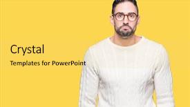  Presentation with elegant man in glasses optics - Audience pleasing slide set consisting of distressed - young handsome man wearing glasses backdrop and a  colored foreground