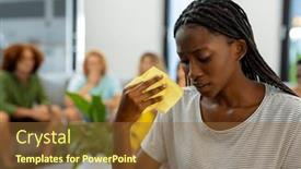  Presentation with mental health group therapy - Slide deck having distressed-african-american-woman-holding background and a  colored foreground