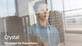  Presentation with distribution - Cool new theme with distributed - thoughtful farmer with clipboard backdrop and a gray colored foreground