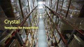  Presentation with wholesale - Audience pleasing slides consisting of distribution center - lots of packed boxes backdrop and a tawny brown colored foreground