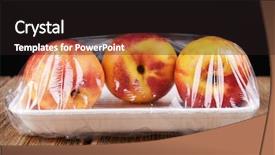 Presentation with film - Audience pleasing PPT theme consisting of distribution cost - peaches packed in food film backdrop and a  colored foreground