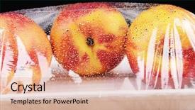  Presentation with film - PPT layouts featuring distribution cost - peaches packed in food film background and a coral colored foreground