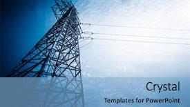  Presentation with electrical tower - Colorful theme enhanced with distribution electrical lines - high voltage tower blue toned backdrop and a light blue colored foreground