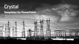  Presentation with high voltage - Audience pleasing theme consisting of distribution generation - high voltage posts backdrop and a dark gray colored foreground