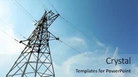  Presentation with high voltage - Colorful theme enhanced with distribution generation - high voltage tower on blue backdrop and a  colored foreground