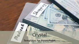  Presentation with financial planning - Presentation theme having distribution of money financial planning background and a  colored foreground