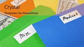  Presentation with financial planning - Audience pleasing presentation consisting of distribution of money financial planning backdrop and a gold colored foreground