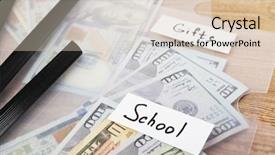  Presentation with financial planning - Colorful presentation theme enhanced with distribution of money financial planning backdrop and a lemonade colored foreground