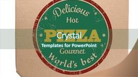  Presentation with cardboard - PPT theme enhanced with distribution picture - cardboard pizza box isolated background and a ocean colored foreground