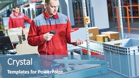  Presentation with scanner - Theme with distribution system - worker with laser barcode scanner background and a teal colored foreground