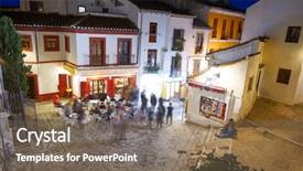  Presentation with old arabic - Audience pleasing slides consisting of district at sunset of andalusia backdrop and a violet colored foreground