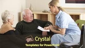  Presentation with senior couple - PPT layouts featuring district nursing - nurse visiting senior couple background and a tawny brown colored foreground