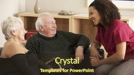  Presentation with senior couple - PPT theme consisting of district nursing - nurse visiting senior couple background and a tawny brown colored foreground