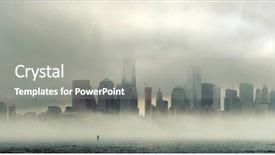  Presentation with new york city - Slides featuring district panorama in a foggy background and a gray colored foreground