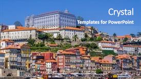  Presentation with cruise ships - Colorful slide set enhanced with district with typical colorful building backdrop and a teal colored foreground