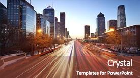  Presentation with skyline - Audience pleasing theme consisting of districting - beijing skyline at the central backdrop and a tawny brown colored foreground