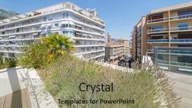  Presentation with green building - Beautiful slide deck featuring districts of monaco from roof backdrop and a coral colored foreground