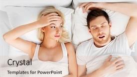  Presentation with snoring - Slide deck enhanced with disturb - sleeping problems and people concept background and a lemonade colored foreground