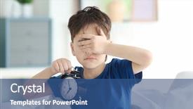  Presentation with alarm - Colorful presentation design enhanced with disturbance signal - cute little boy with alarm backdrop and a ocean colored foreground