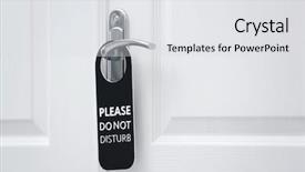  Presentation with closed - PPT theme consisting of disturbing - closed door with sign please background and a light gray colored foreground