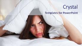  Presentation with ears - Presentation having disturbing - female lying on bed background and a sky blue colored foreground