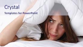  Presentation with anatomy female reproductive organ - Slide deck with disturbing - female lying on bed background and a sky blue colored foreground