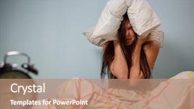 Presentation with head - Audience pleasing PPT layouts consisting of disturbing - woman with a pillow backdrop and a coral colored foreground