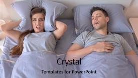  Presentation with snoring - Amazing PPT layouts having disturbing - young irritated woman lying backdrop and a light blue colored foreground