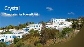  Presentation with quarter - Presentation theme having dite - old tunisian town sidi bou background and a teal colored foreground