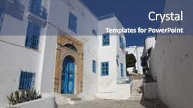  Presentation with windows doors - Presentation theme having dite - sidi bou said - typical background and a ocean colored foreground