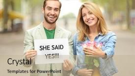  Presentation with engagement - Slides enhanced with dite - young man holding paper background and a coral colored foreground