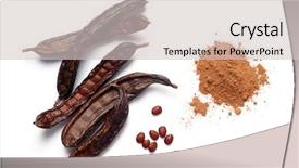  Presentation with carob - Presentation featuring diuretic - carob bean pods seeds background and a light gray colored foreground