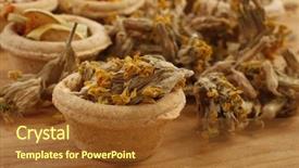  Presentation with dried herbs and dried flowers - Audience pleasing presentation consisting of diuretic - cowslip primula veris dried flowers backdrop and a  colored foreground