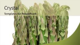  Presentation with free organic cosmetic - Colorful slides enhanced with diuretic - fresh organic asparagus isolated backdrop and a  colored foreground