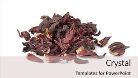  Presentation with hibiscus - Slide deck consisting of diuretic - heap of dried hibiscus flowers background and a soft green colored foreground