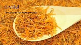  Presentation with herbal medicine healing herbs mortar - PPT layouts consisting of diuretic - spoon with herbal tea background and a gold colored foreground