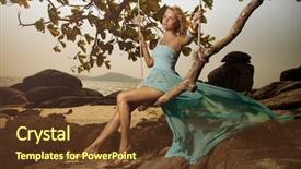  Presentation with coral reefs blue water beautiful sky - Slide set consisting of diva - beautiful woman in blue fluttering background and a tawny brown colored foreground