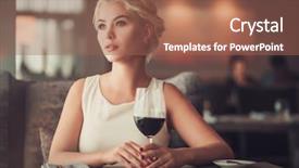  Presentation with blonde holds a magnifying glass - Colorful theme enhanced with diva - elegant blonde lady with glass backdrop and a red colored foreground