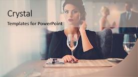  Presentation with alone - Slides having diva - elegant lady with glass background and a lemonade colored foreground