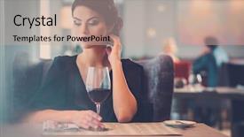  Presentation with wine read - Colorful PPT theme enhanced with diva - elegant lady with glass backdrop and a soft green colored foreground