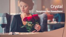  Presentation with roses - Slide deck with diva - elegant lady with red roses background and a coral colored foreground